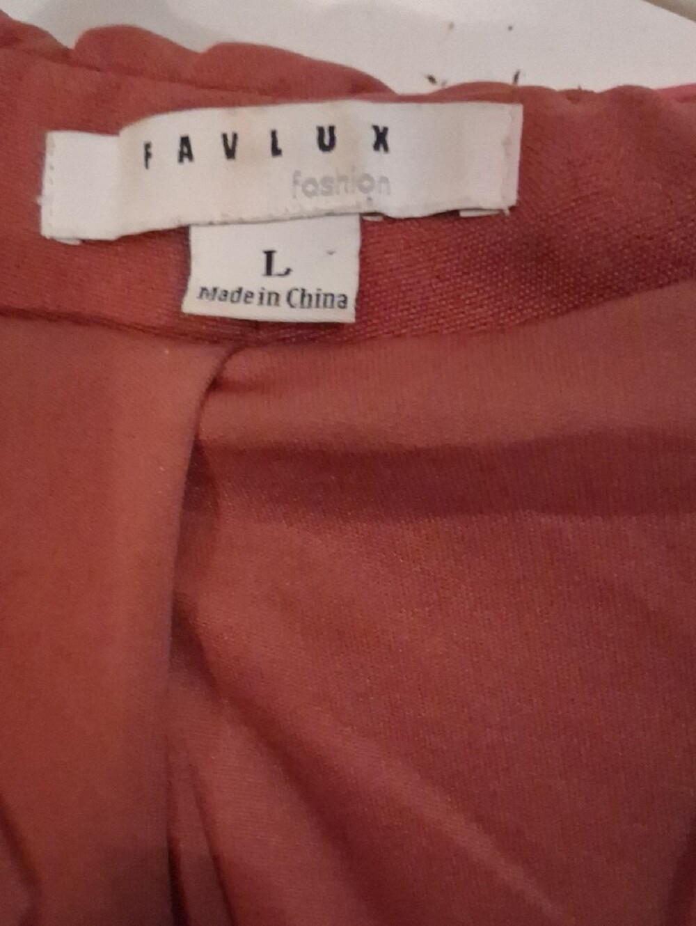 FAVLUX Rust-Red Ruffle Front Women's Blazer - Picture 2 of 4